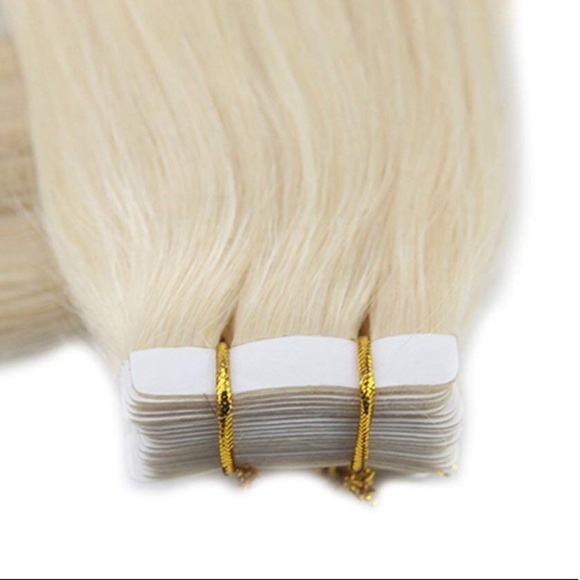 ✨4 18” PLATINUM Blonde HUMAN HAIR TAPE INS *NWT* main image 5